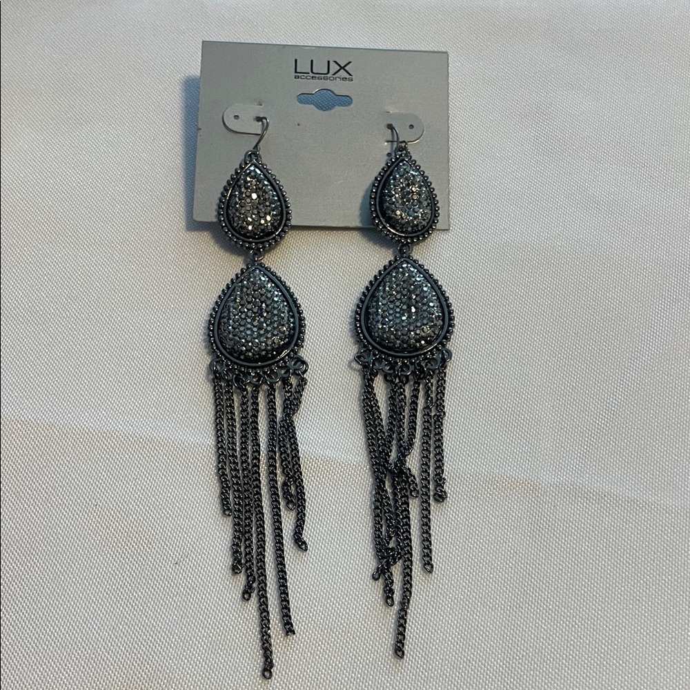 Lux Black and Silver Chain Earrings